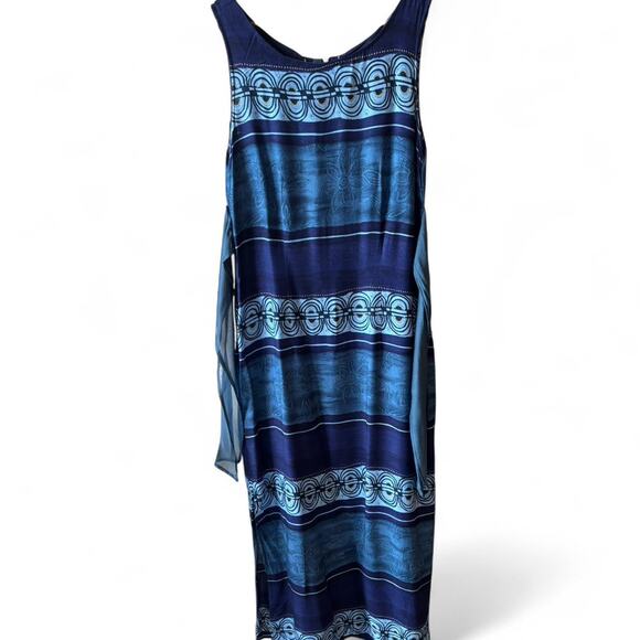 90s vintage boho blue striped maxi dress - Picture 3 of 8
